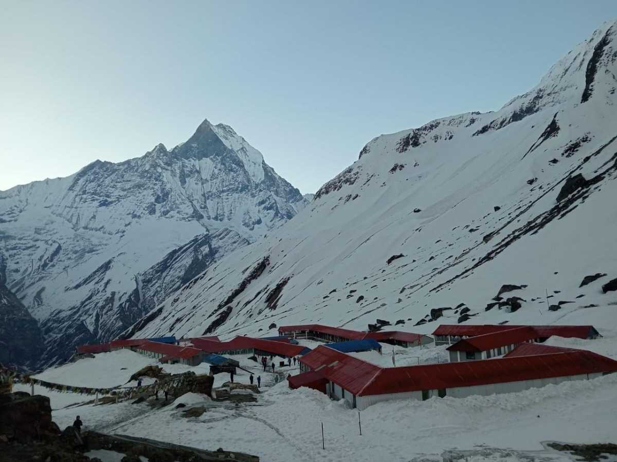 Snow Covered Tea Houses at Annapurna Base Camp